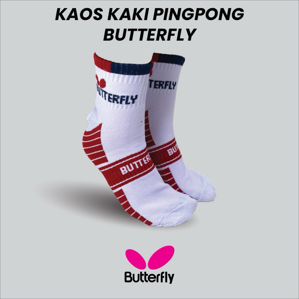 Kaos Kaki Tenis Meja Butterfly Red Navy