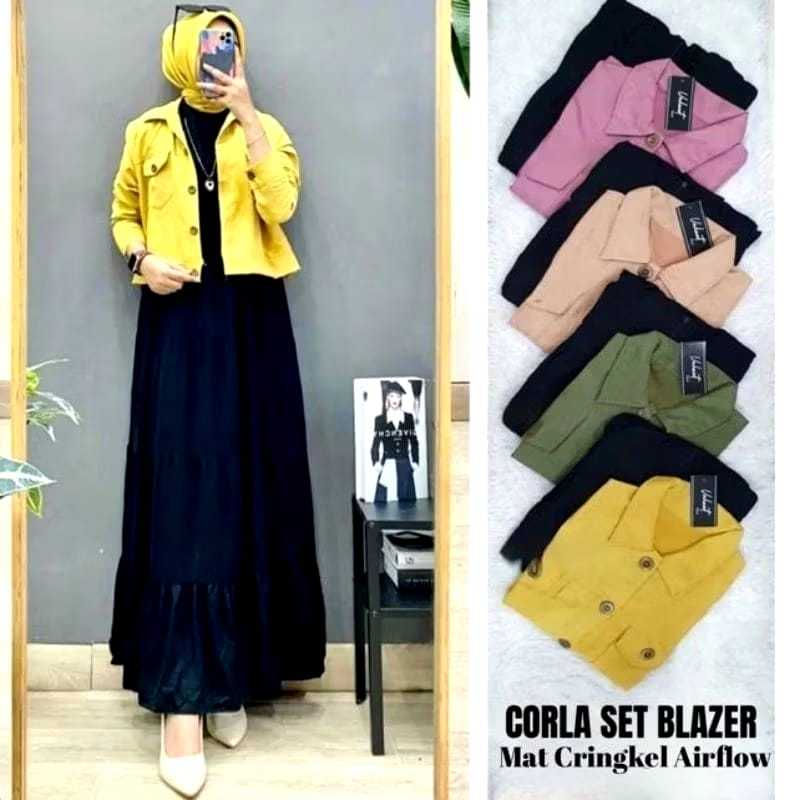 One Set Atasan Quter + Iner Susun Dres Model Gaya Baru Dan Terlaris