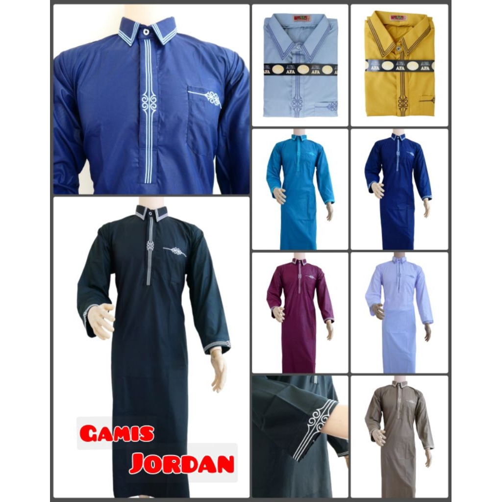 Gamis Jubah Pria Muslim Bordir Lengan Panjang Maskot