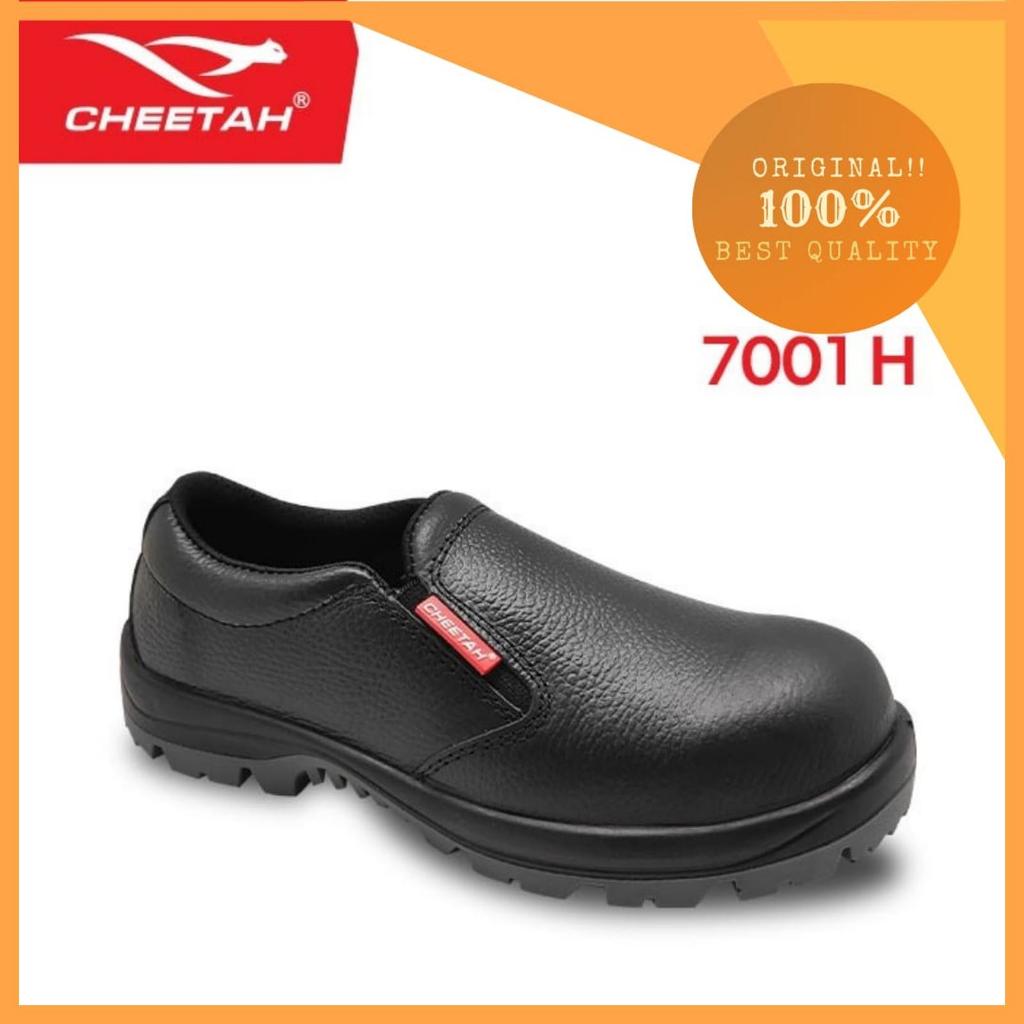 Sepatu Safety Cheetah 7001 H Original - Safety Shoes Pria Slip On Tanpa Tali SNI Murah