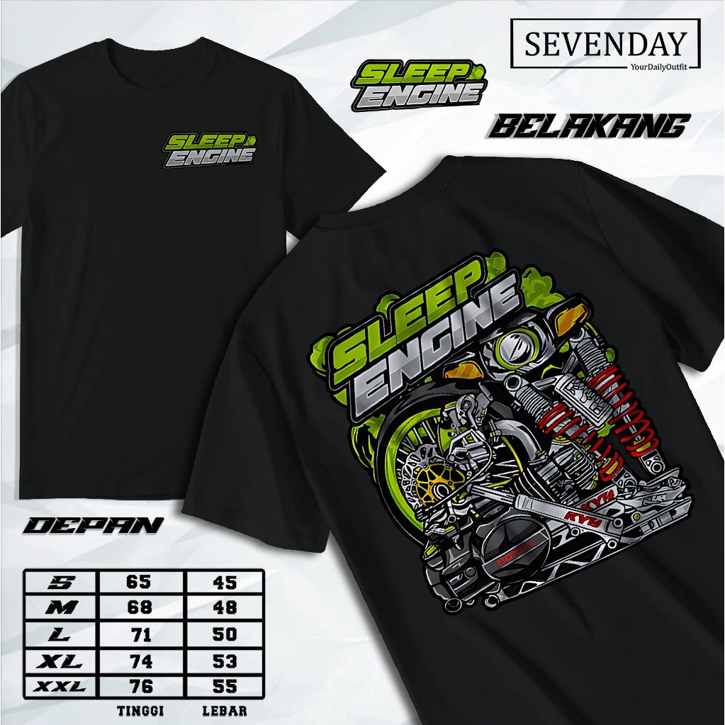 T-shirt  kaos Sleep engine - Kaos Distro sleep engine racing_Atasan sablon dewasa pria