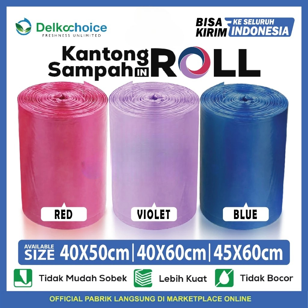 Kantong Plastik Sampah Roll Warna Jumbo Trash Bag Delkochoice Tebal Termurah