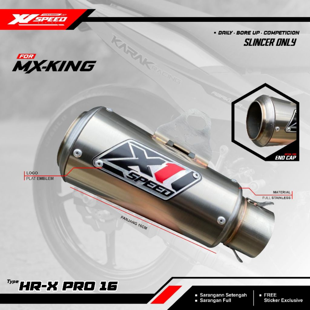 Silincer Only Hairline panjang 16 cm By X1 Speed Racing