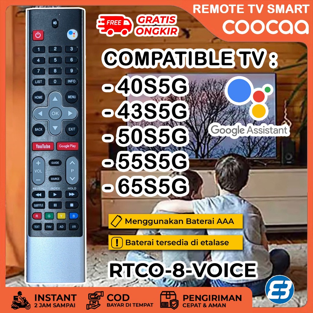 Remote TV Smart COOCAA 40S5G 43S5G 50S5G 55S5G 65S5G Voice Assistant
