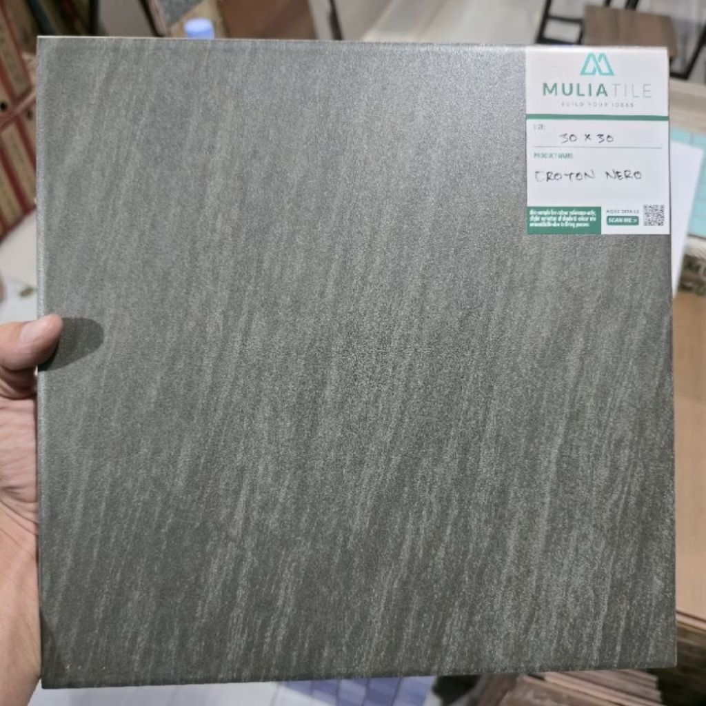 (Ongkir Diluar Aplikasi) Keramik Lantai Matte 30x30 CROTON NERO Mulia