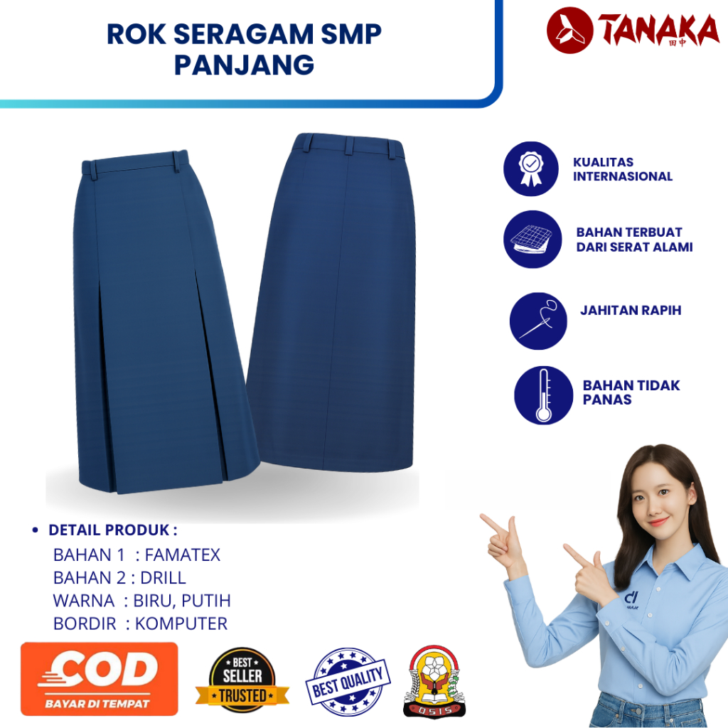 SERAGAM SMP PUTRI | ROK SERAGAM SMP PANJANG | ROK SERAGAM SMP KUALITAS PREMIUM
