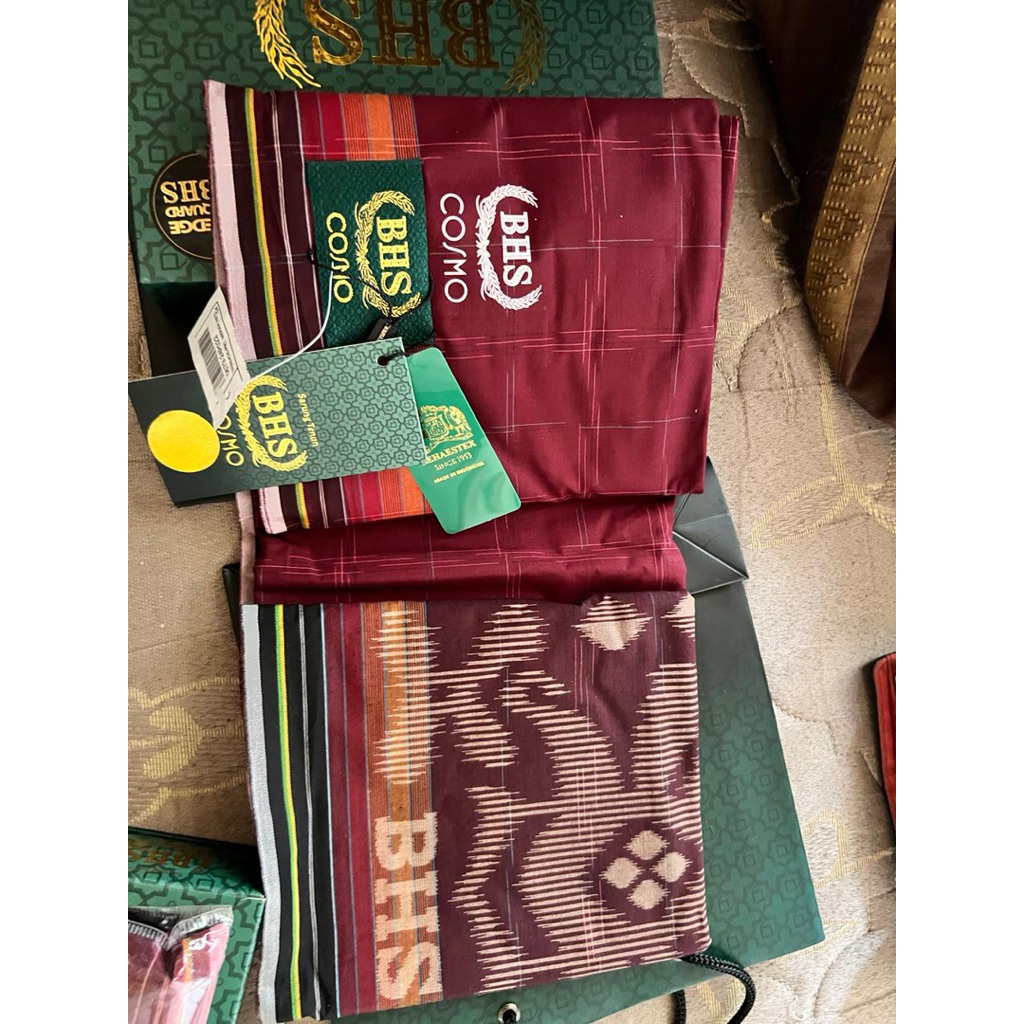 Sarung BHS COSMO Gold Motif Kotak Kotak dan Polos Sarung BHS Termuraaahh