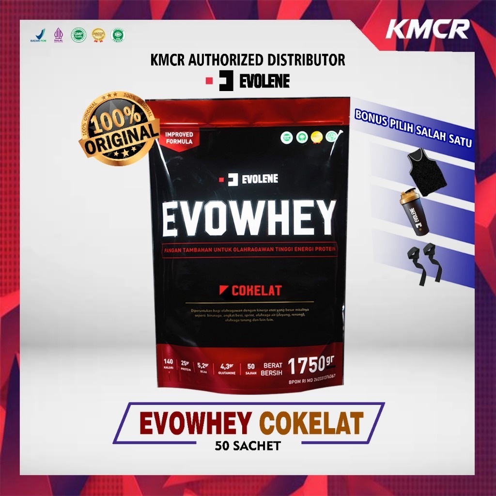 EVOLENE EVO WHEY 50 SACHET EVOWHEY PROTEIN GYM FITNESS - KMCR MALANG