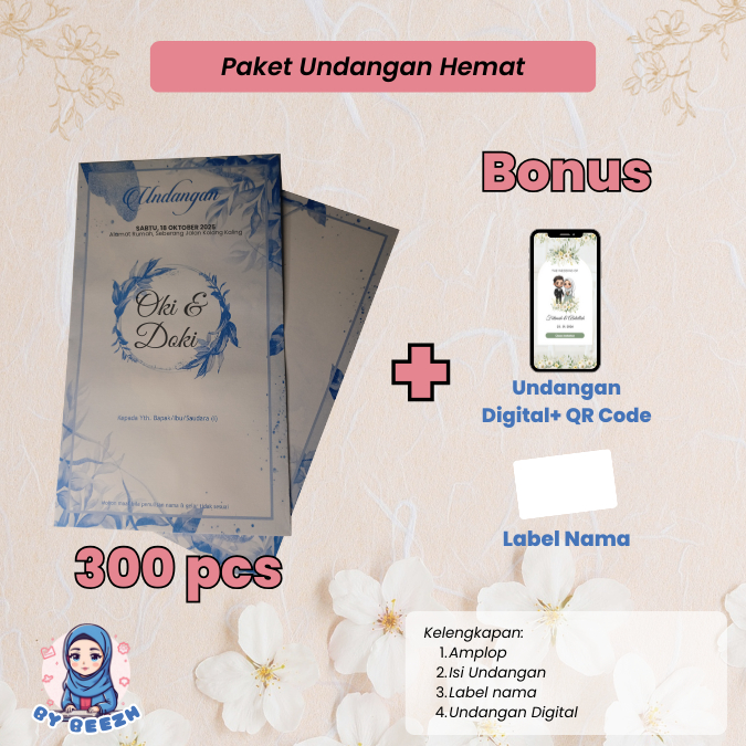 (50 pcs) Paket Undangan Pernikahan Hemat 1 | Undangan dengan Amplop | Undangan Cetak | Undangan webs