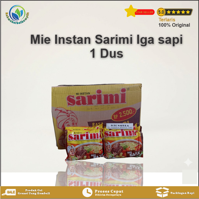 Sarimi Rasa Iga Sapi Mie Instan 1 dus isi 40 pcs Rasa Lezat, Praktis, Higienis
