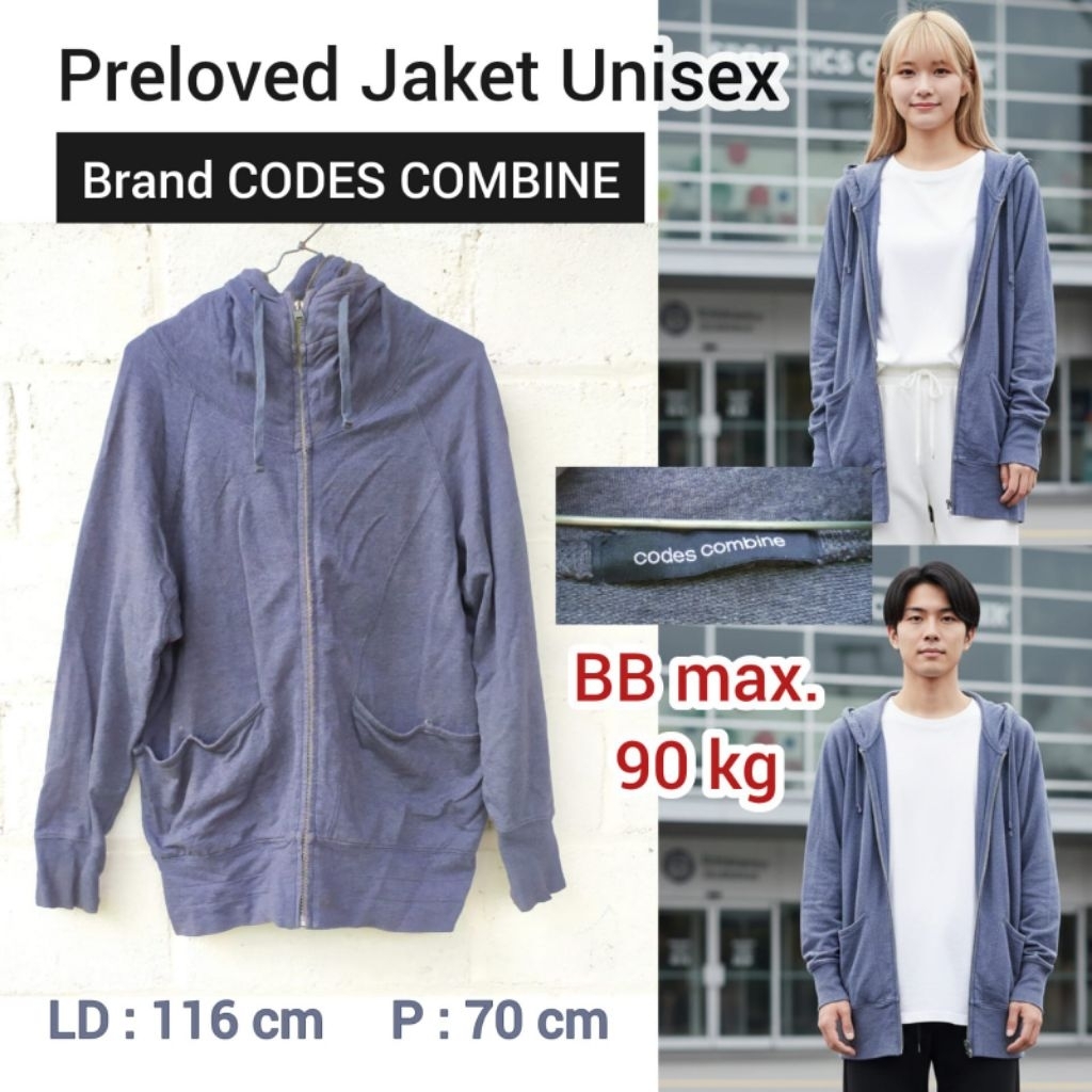 Preloved Jaket Hoodie Unisex Codes Combine warna dark grey