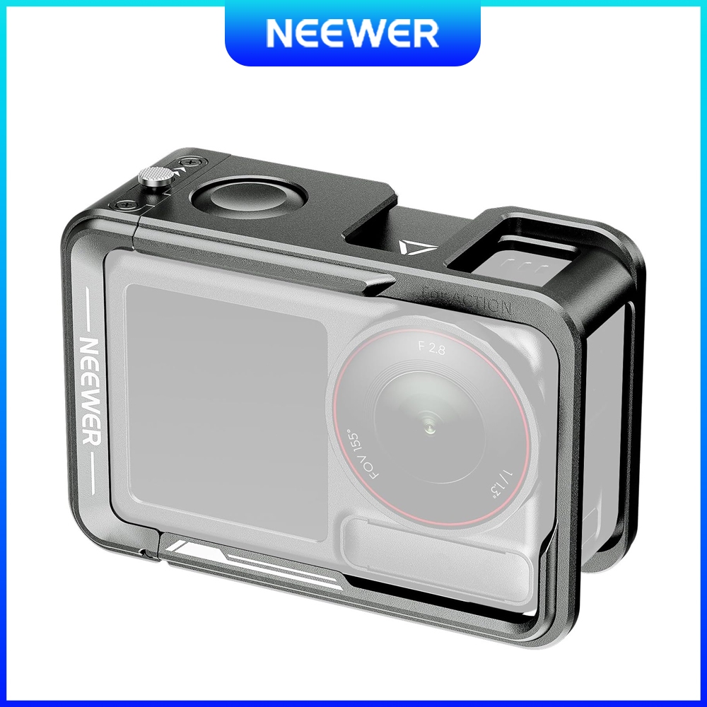NEEWER Metal Cage for DJI Osmo Action 5 Pro/4/3 – Cold Shoe + DJI Mic Compatible