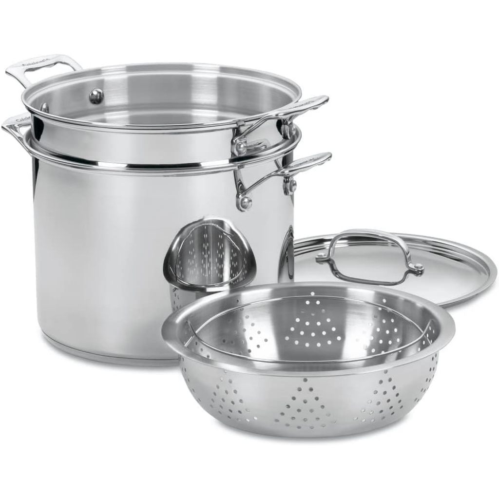 Cuisinart 4-Piece Cookware Set, 12 Quarts, Chef's Classic Stainless Steel Pasta/Steamer