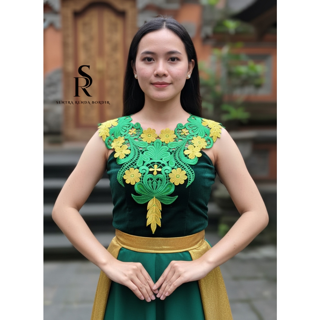 Renda Bordir Aksesoris Tari Hiasan Dada Aplikasi Tempel Busana Motif Bunga Matahari