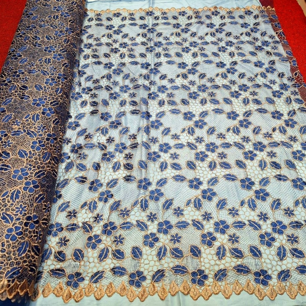 Kain Tile Prada Lace Bordir Chemical Motif Pemium Bahan Brokat Katun Prada Lace Chemical Twotone Mur