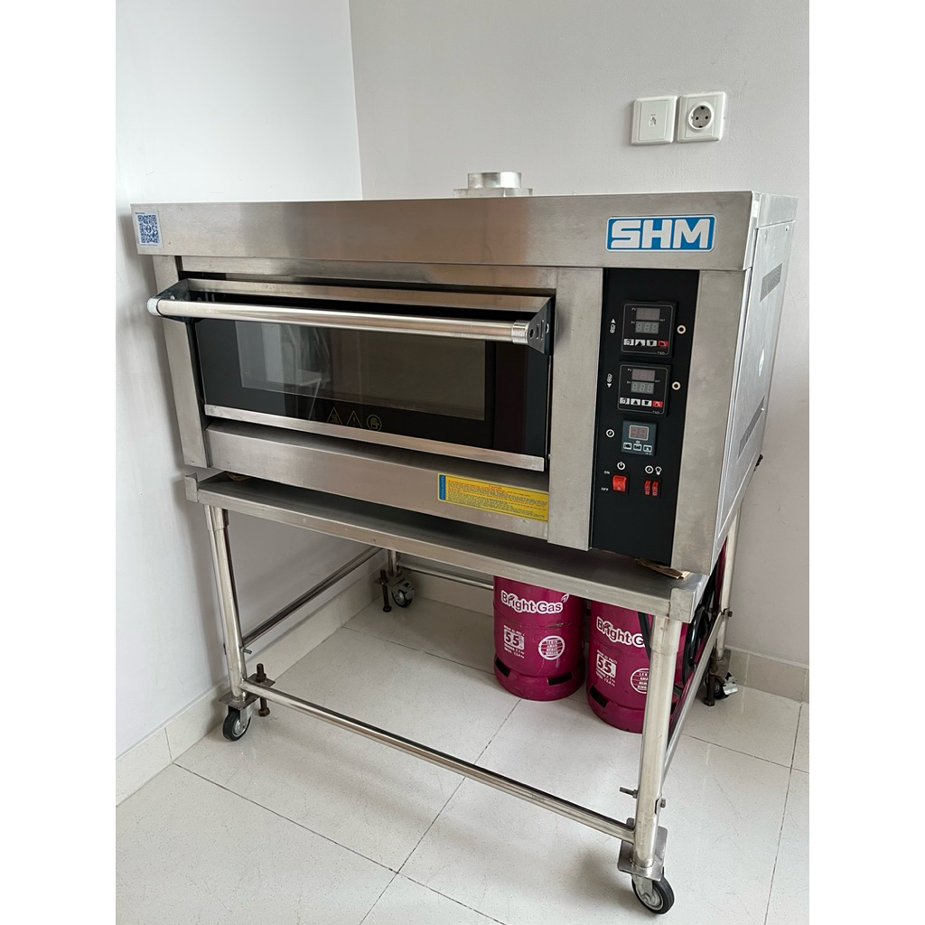 Oven Deck SHM Gas 1 Tray + Kaki Oven Stainless Roda