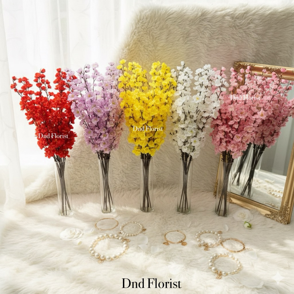 TERMURAH  1 LUSIN BUNGA SAKURA HIAS PLASTIK Dekorasi imlek Artificial flowers sakura bunga sakura gr