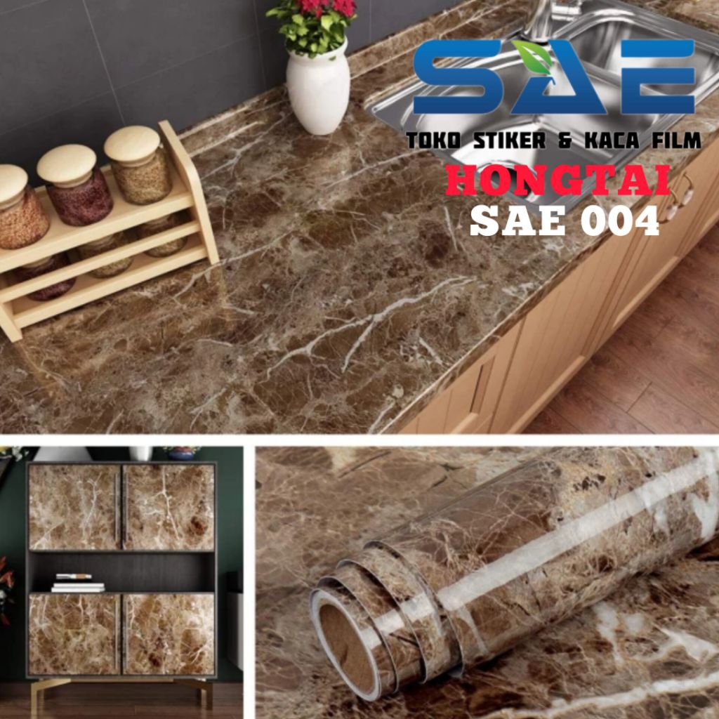 Wallpaper Pvc Sheet Sticker Marmer Coklat Premium Stiker Meja Kompor Dapur Lemari Kayu Keramik Kitch