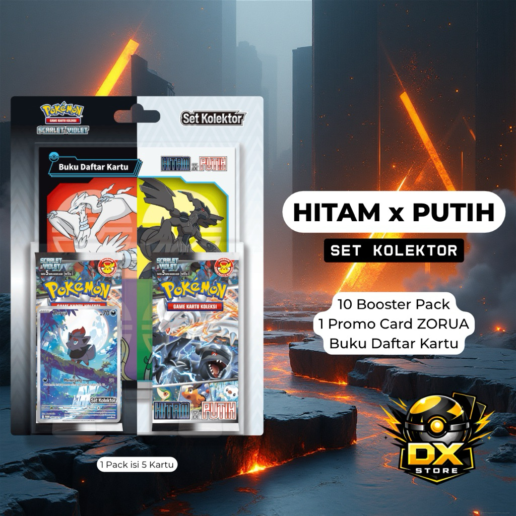 Set Kolektor Hitam x Putih Kartu Pokemon Indonesia Original Isi 10 Booster Pack Buku Daftar Kartu & 