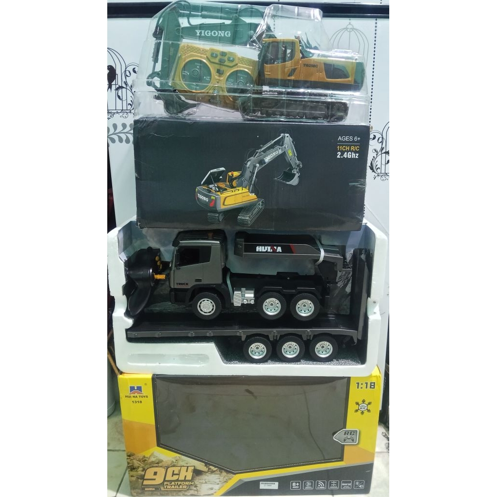 Remote control Truck trailer huina dan Excavator yigong