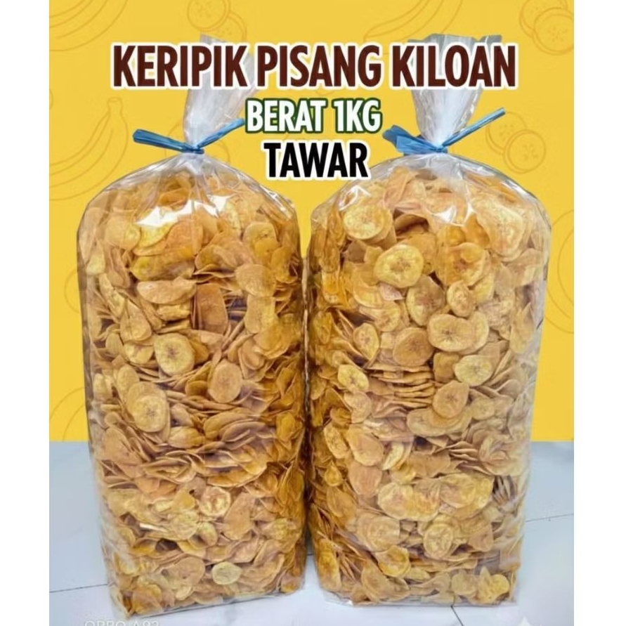 1 KG KERIPIK PISANG TAWAR KOIN BUNDAR ORIGINAL