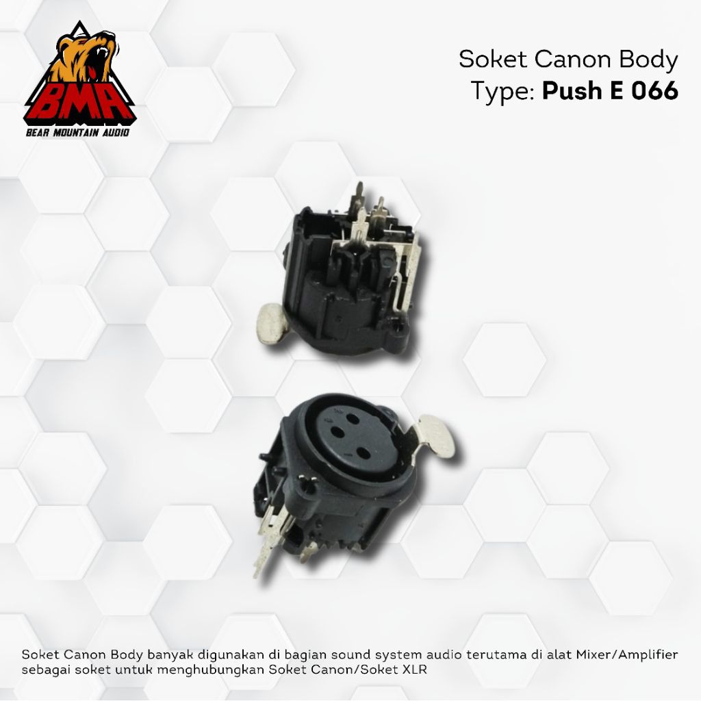 soket canon body BMA push E 066 | soket canon body BMA 19M | warna hitam | BMA original