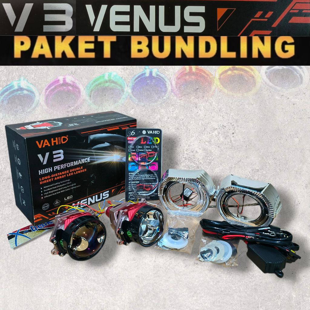 Venus V3 | Paket Komplit Set | Projie Biled Projector Vahid | Double Laser 78 Watt | Vahid Oroginal