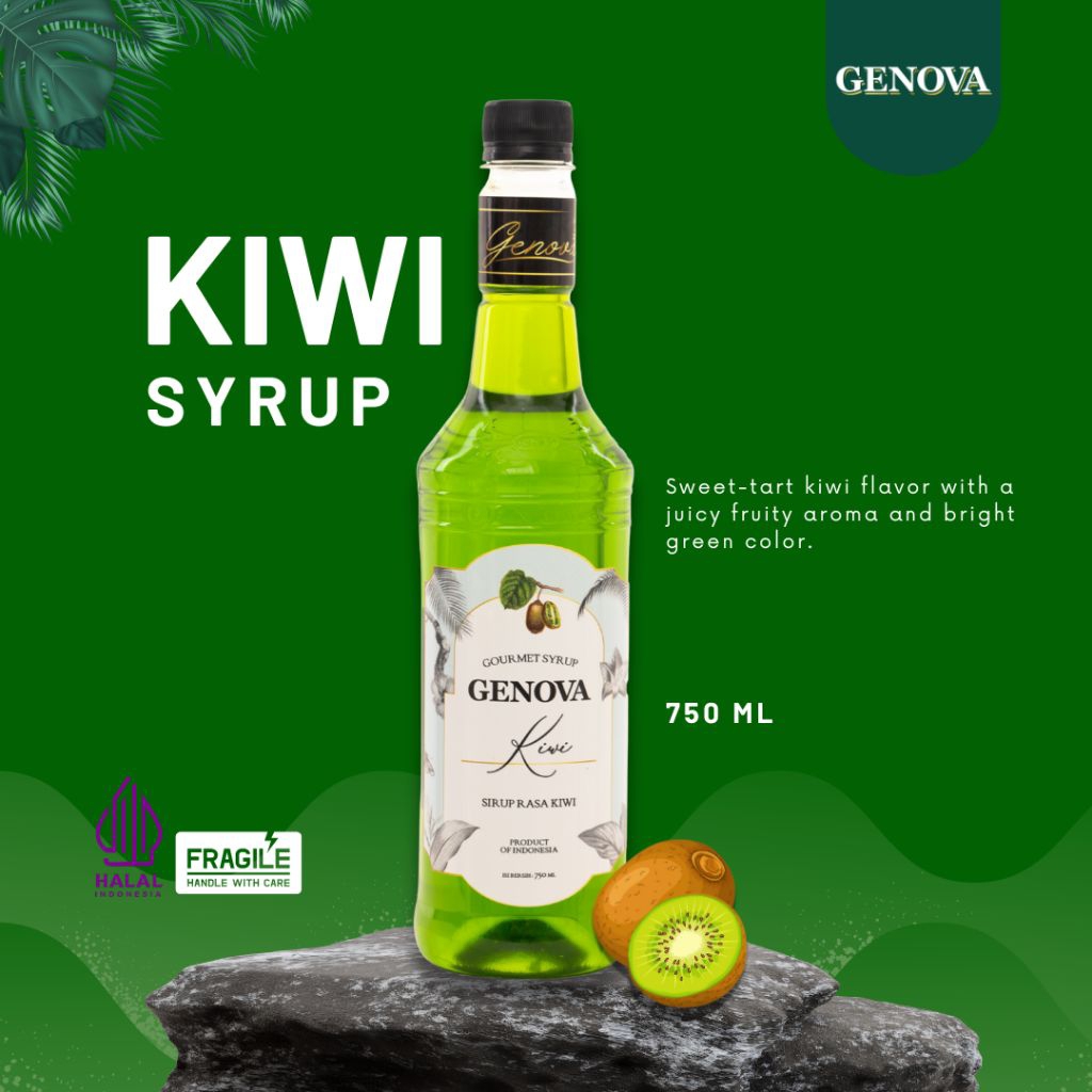 Genova syrup kiwi 750ml- Sirup Genova Rasa buah Kiwi - Genova Syrup