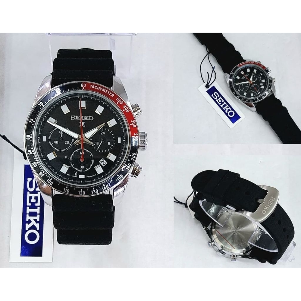 Jam tangan seiko pria rubber prospex  chrono on