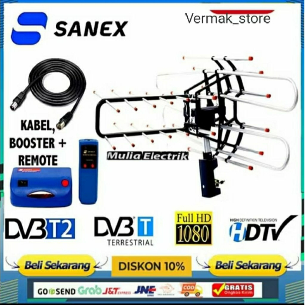 Antena TV Digital/antena putar/antena remot, Kabel 10 Meter, Remote Control