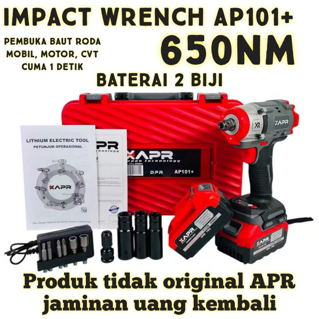 IMPACT APR AP101+ 650NM 2BATERAI FREE KOPER APR RAJA IMPACT MESIN IMPACT WRENCH 88V AP101+ APR JAPAN