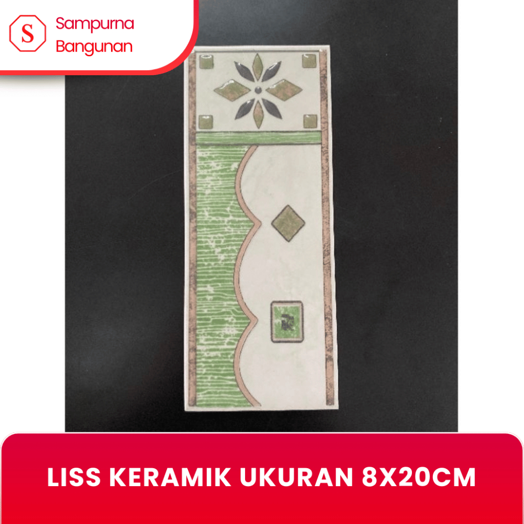 Lis Keramik Dinding 8x20 cm - Stella Green & Gracia Pink