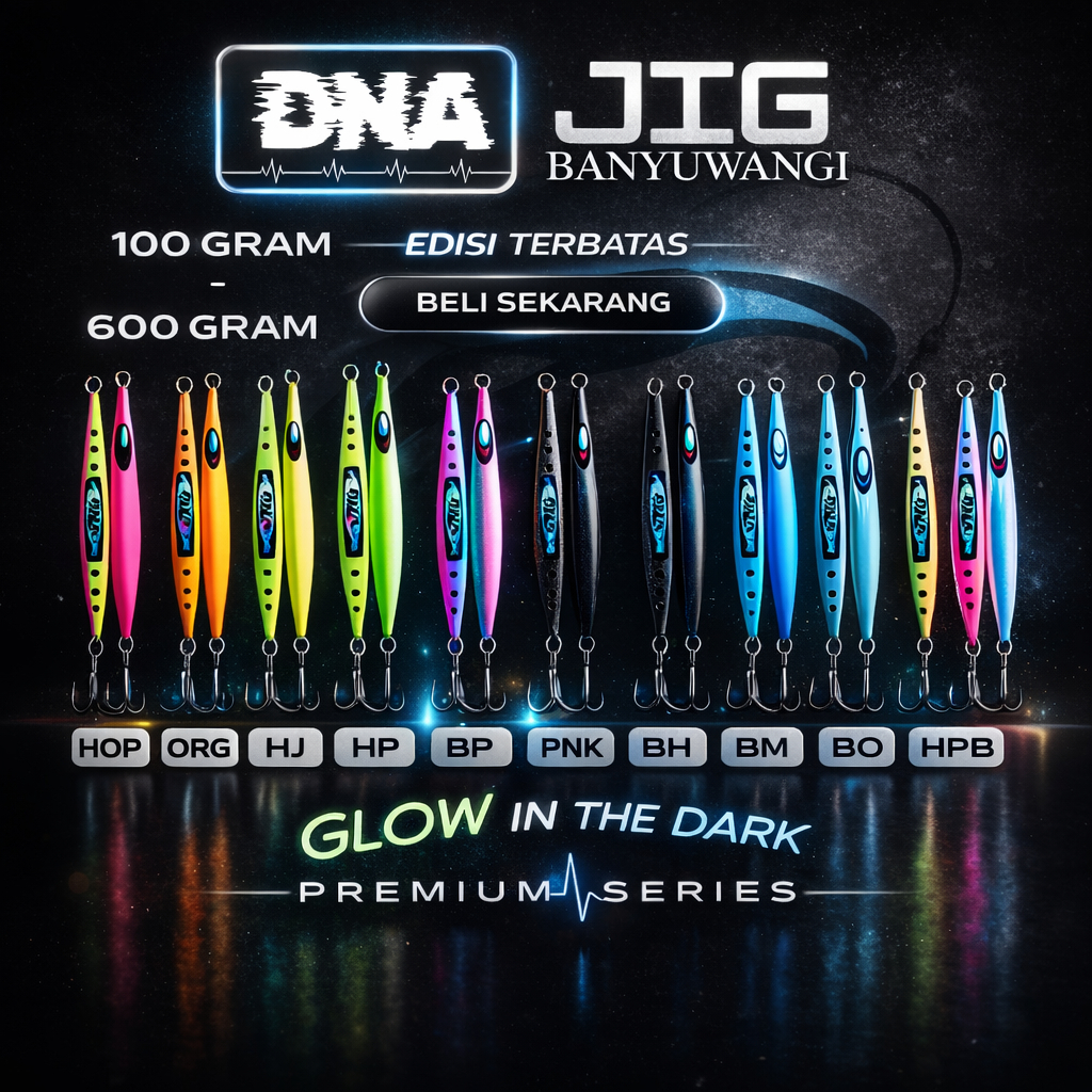 DNA Umpan Pancing Metal Jig 100 gram - 600 gram Full GID Timah Keras Banyak Warna