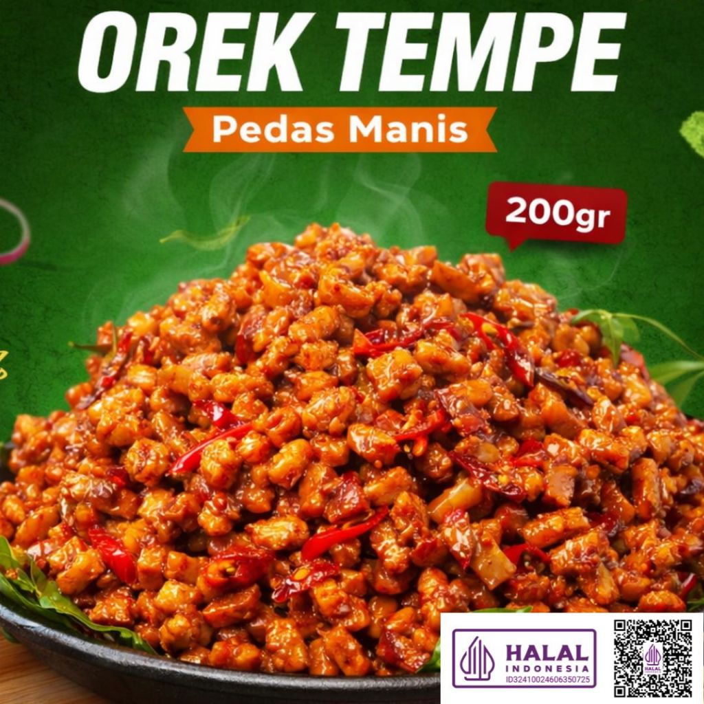 200gr KERING TEMPE PEDAS MANIS/TEMPE OREK TERI KACANG/OREK TEMPE PEDAS BALADO/ Kering Tempe/ Tempe O