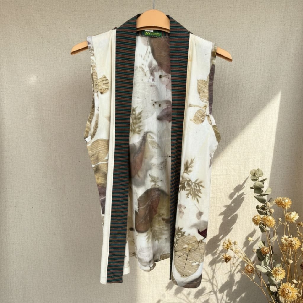 Outer Ecoprint Wanita - Baju Outer Ecoprint dengan Desain Motif Nature