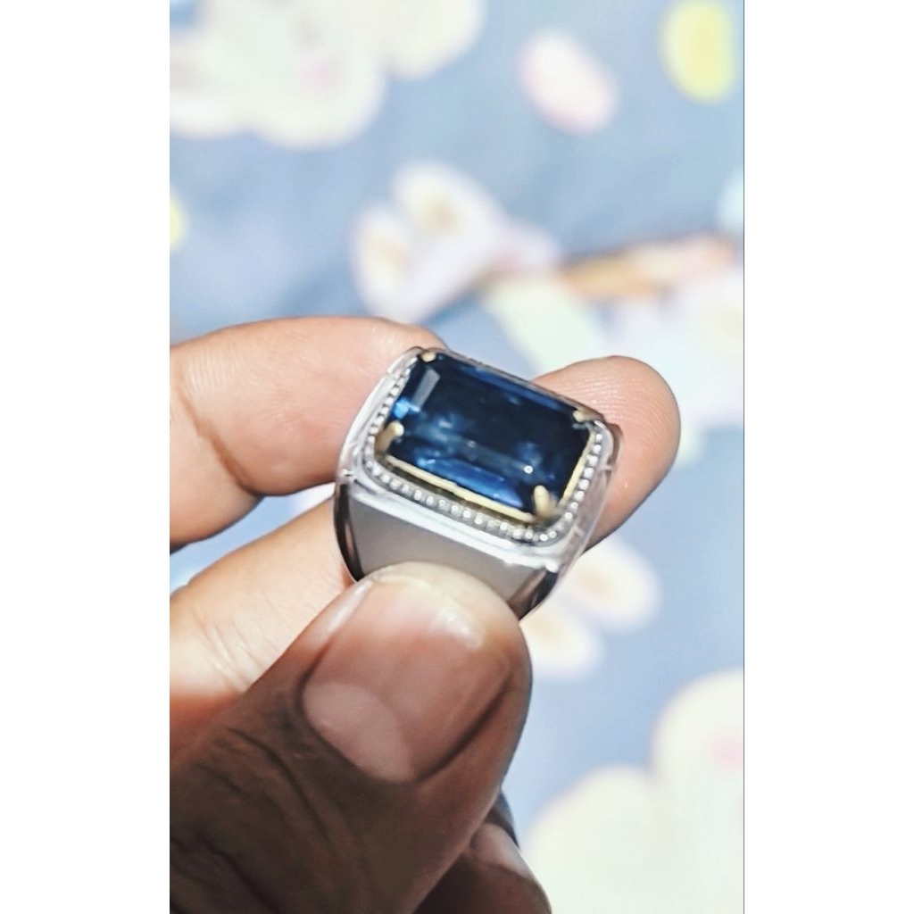 jual murah batu permata fluorite ceylon ring monel hand made