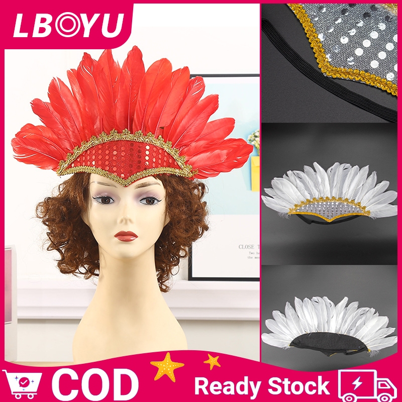 Aksesoris Mahkota Kepala Bulu Anak Tari Pesta Halloween Cosplay India Mahkota Tari Hiasan Kepala