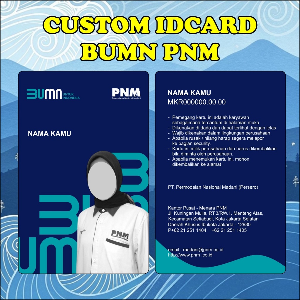 Custom ID CARD BUMN PNM Kartu Nama Glossy Cetak
