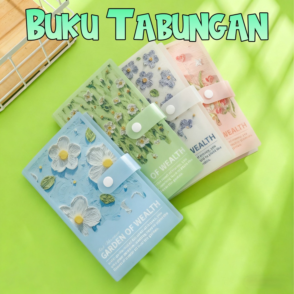Buku Celengan Lukisan Cat Minyak Plastik PVC Tebal Dompet Uang Koin Buku Tabungan A6 Penyimpanan Uan