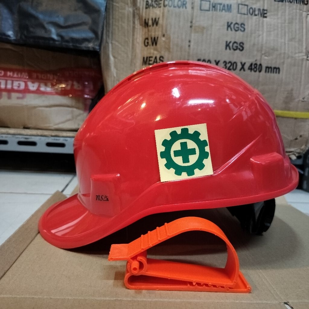 Helm Proyek NSA Vented 811 Fastrak Dagu Merah / Helm Safety NSA Ventilasi Venitex SNI free stiker k3