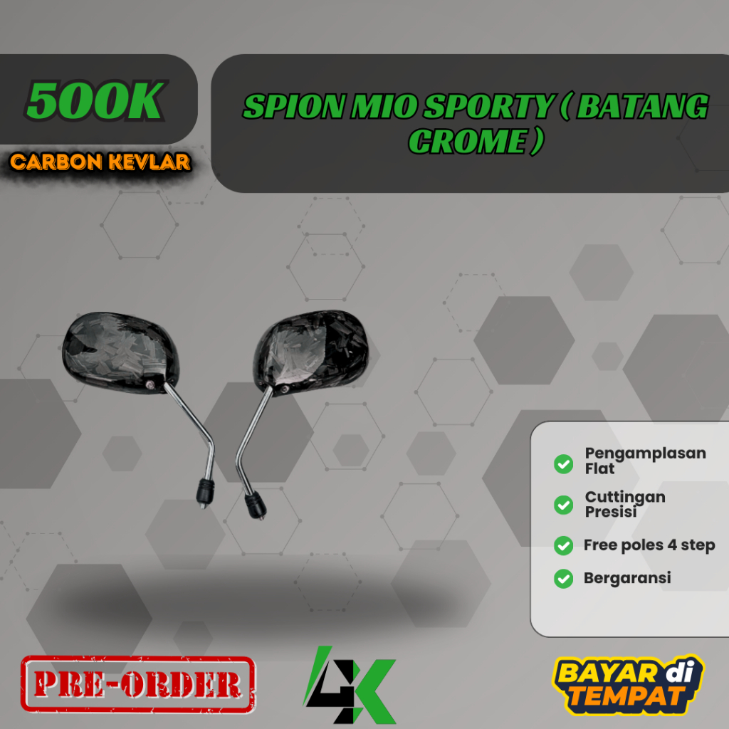 Spion Mio Sporty/Smile Batang Chrome Carbon Kevlar/ karbon fiber