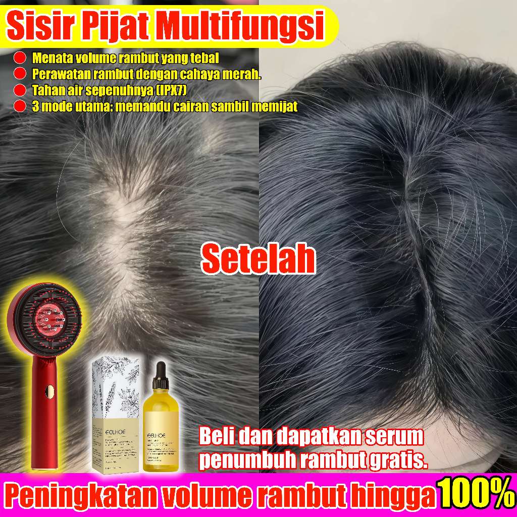 Alat pijat kepala elektrik sisir pemijat terapi pijat kepala Dengan Terapi Led Merah Oil MassageComb