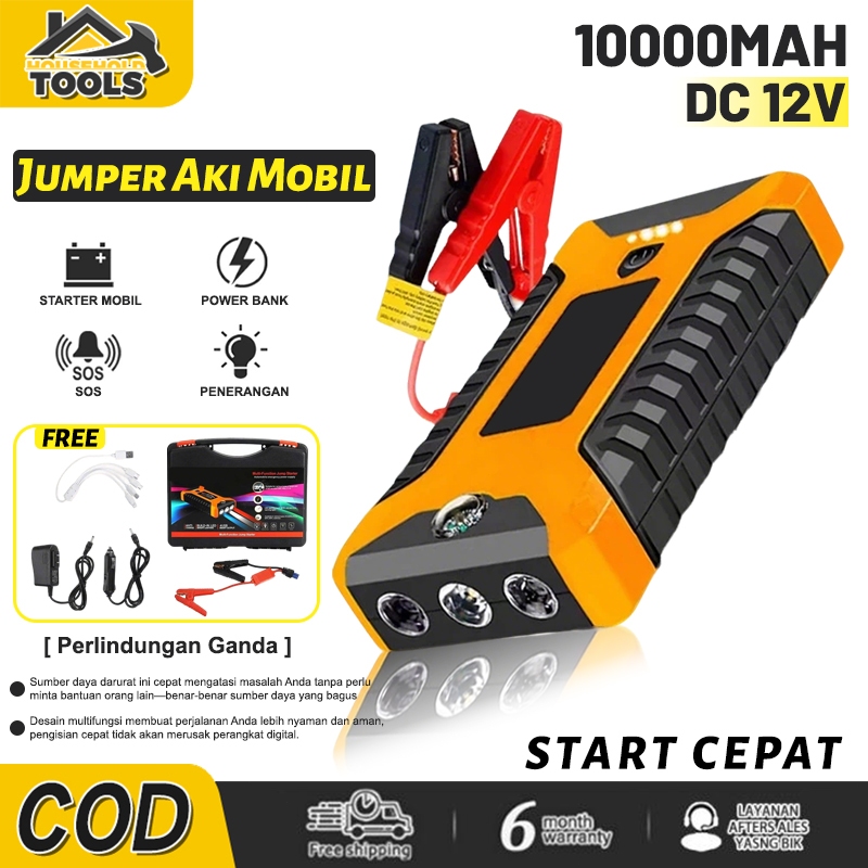 10000mAh Jumper Aki Starter Mobil Motor Portable Powerbank Jumper Aki Mobil Portable