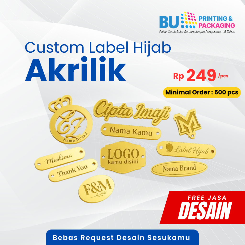 Label Hijab Akrilik Custom | Label Akrilik Label Hijab Jilbab Termurah | Label Akrilik Custom Logo