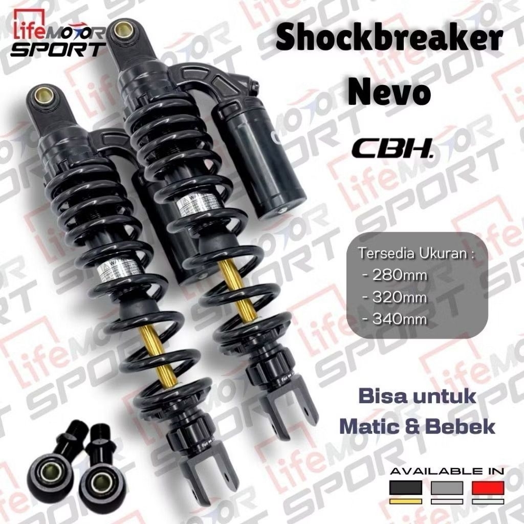 Shockbreaker CBH Nevo Shock Belakang Double Shock 280mm 320 mm 340 mm Nmax Aerox PCX Mega Pro MX KIN