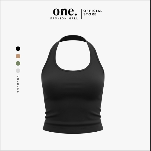 ONEFASHIONMALL BR186 Tanktop Wanita Sexy Tank Top U-Neck Halter Necktie Tanpa Kawat With Cup