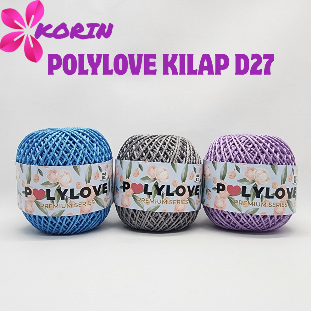 KORIN-Benang Rajut Polylove Bright D27 Poly Kilap Polyester 100gr