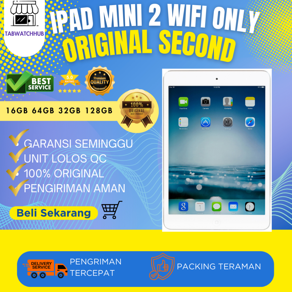 Ipad Mini 2 16GB 32GB 64GB 128GB Wifi Only Second Fullset