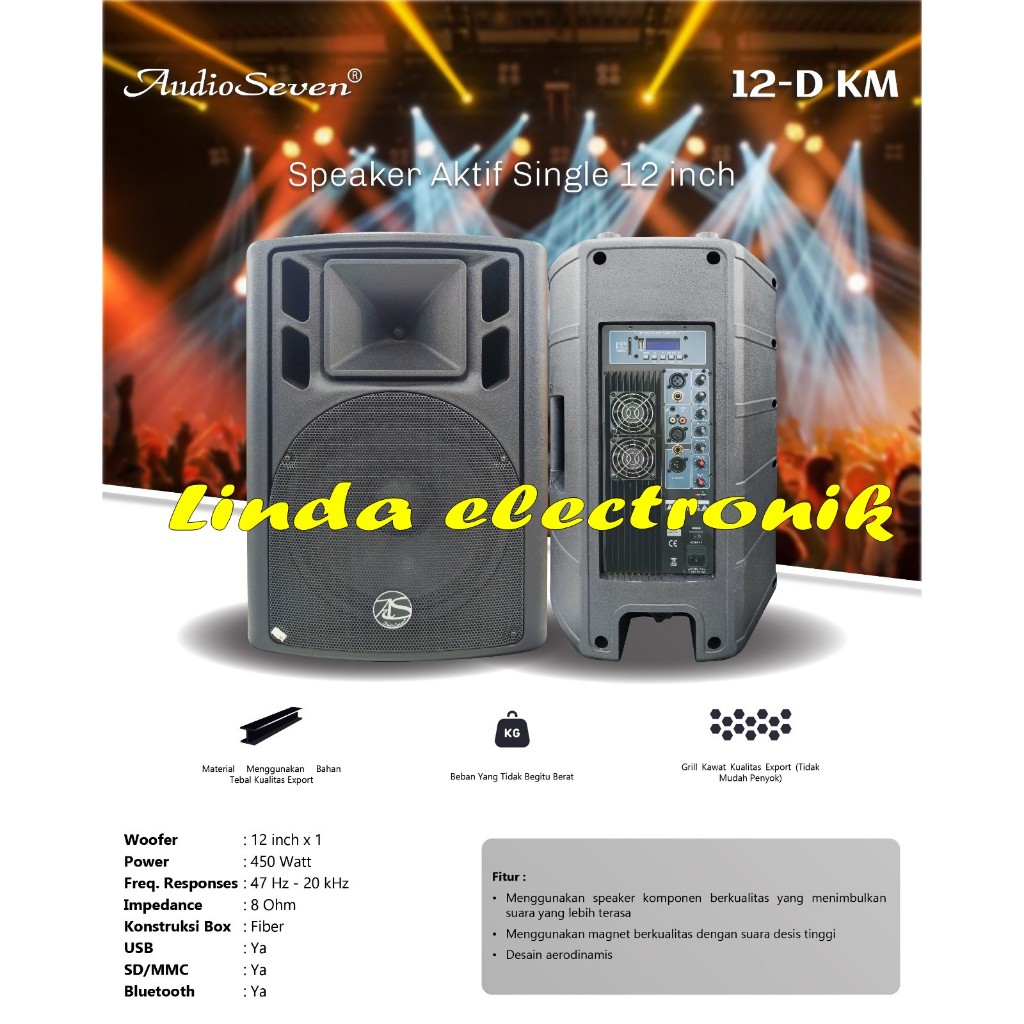 speaker aktif audio seven 12d km / 12-d km / 12dkm 12 inch 1 buah original