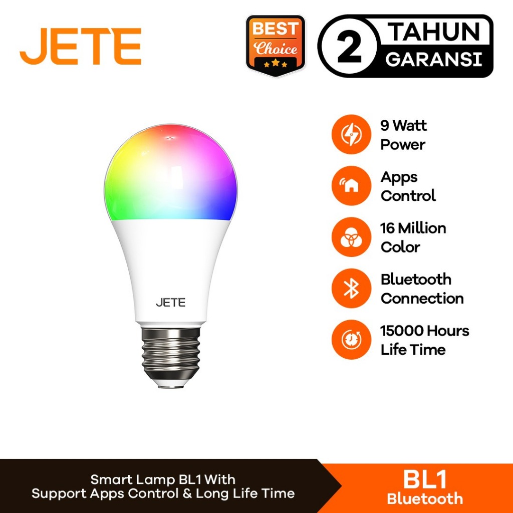 JETE BL1 Smart Light Bulb 9W Bluetooth LED Lamp Apps Control for IoT Home Automation Garansi 2 Tahun